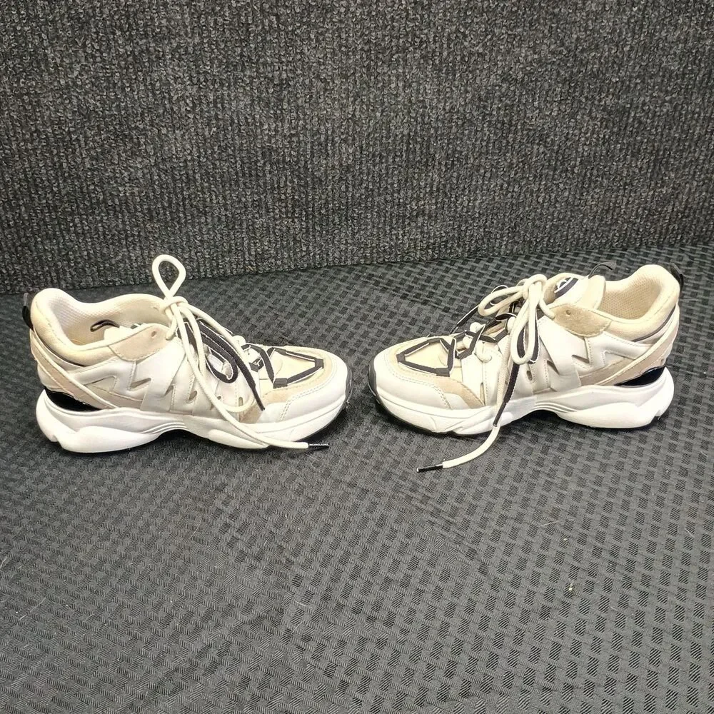 Michael Kors Chunky White/black Fashion Sneakers Women's Size6M Dual lace #SG19J
